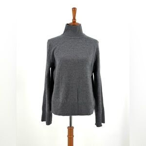 Halston Gray Exta Fine Merino Wool Wide Sleeve Sweater Size L